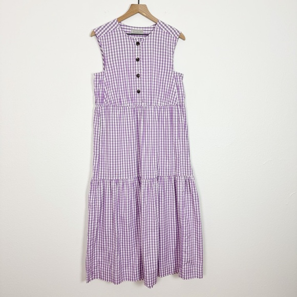 NEW Everlane The Tiered Gingham Midi Dress Size Small - Picture 6 of 15